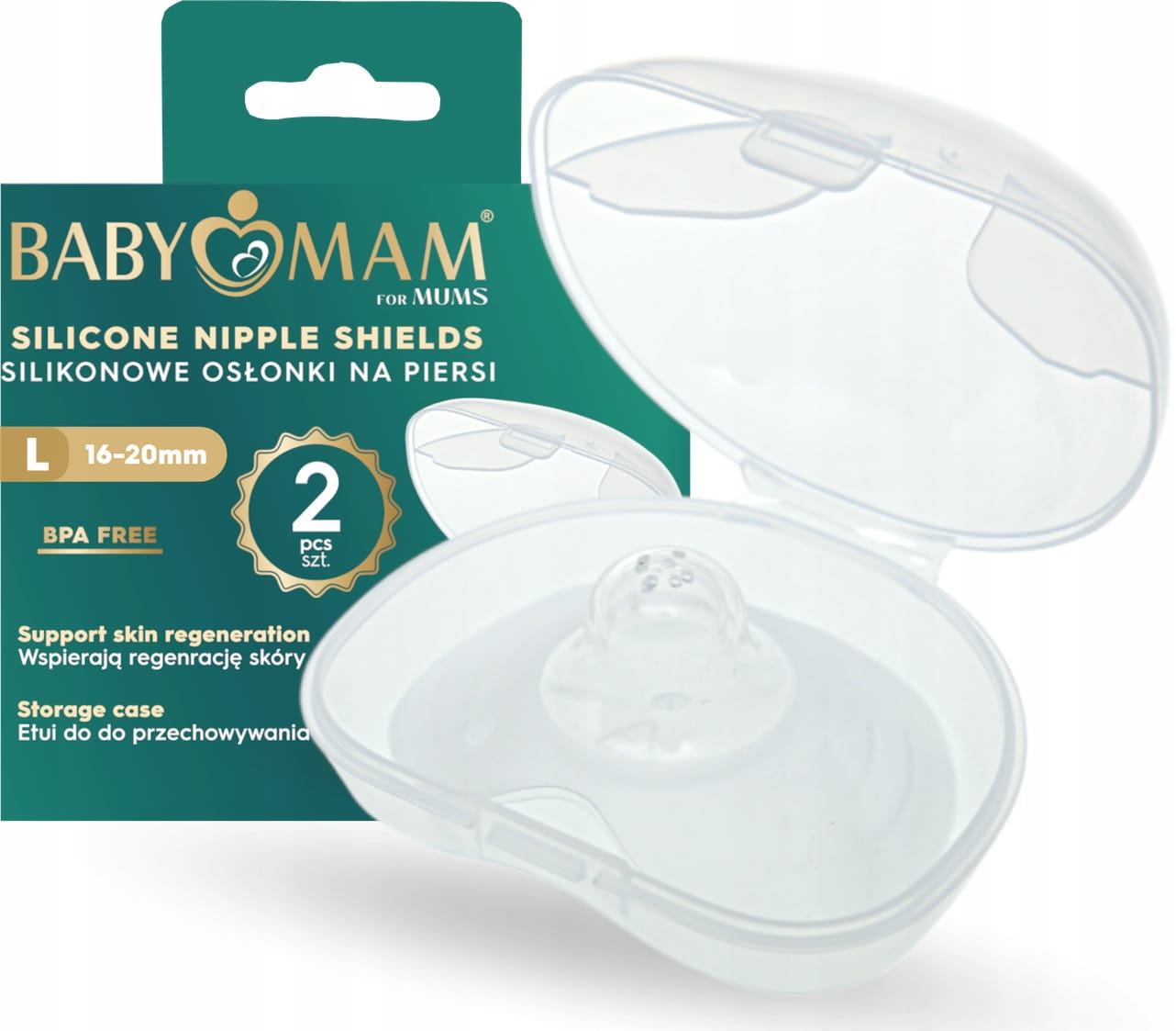Babymam silikonowe osłonki na piersi sutki + etui premium rozmiar L - obrazek 7