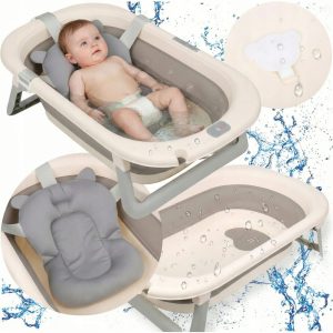 Babymam duża składana wanienka do kąpieli dla dziecka z poduszką