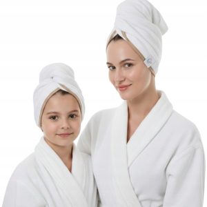 Gruby ręcznik do włosów turban na rzep termofrotte chłonny miękki Babymam
