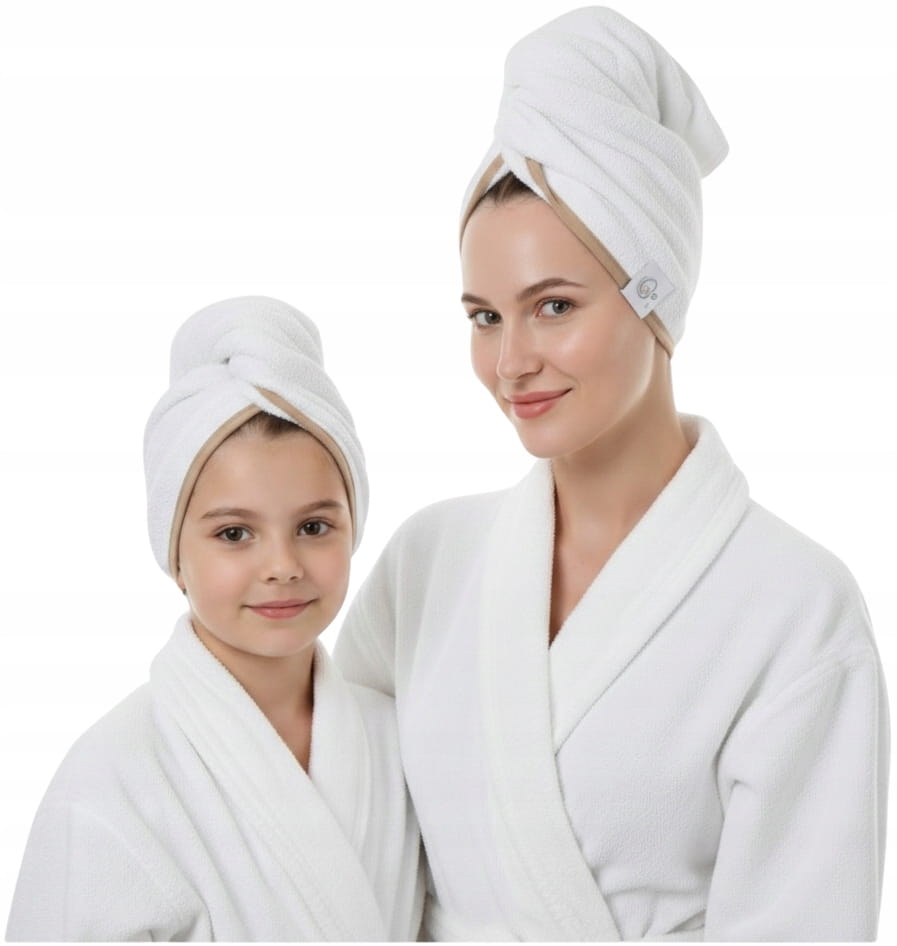 Gruby ręcznik do włosów turban na rzep termofrotte chłonny miękki Babymam