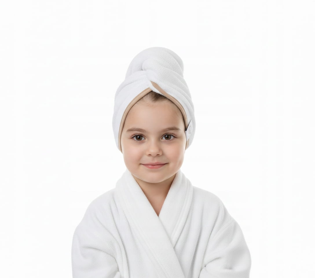 Gruby ręcznik do włosów turban na rzep termofrotte chłonny miękki Babymam - obrazek 3