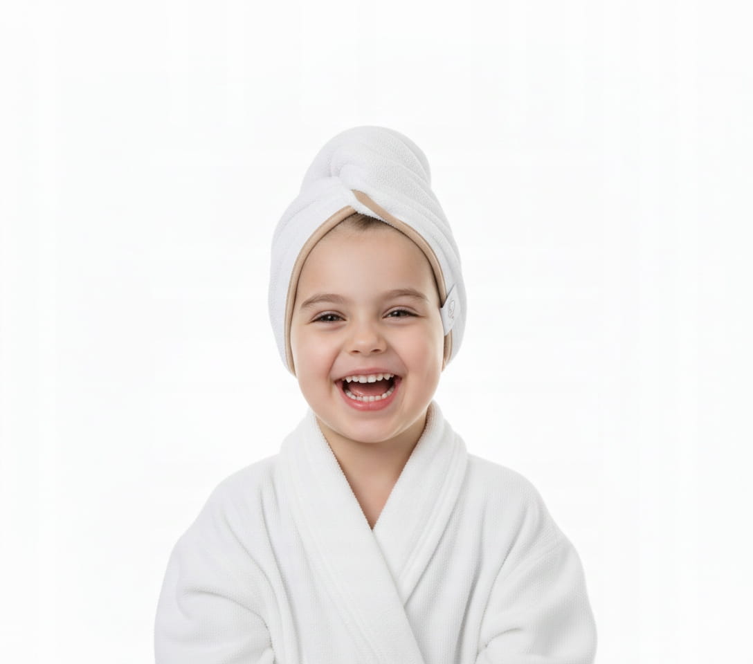 Gruby ręcznik do włosów turban na rzep termofrotte chłonny miękki Babymam - obrazek 5
