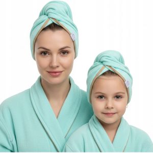 Gruby ręcznik do włosów turban na rzep termofrotte chłonny miękki Babymam