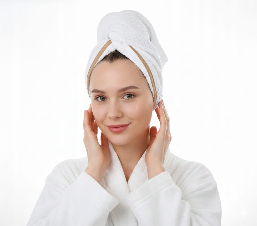Gruby ręcznik do włosów turban na rzep termofrotte chłonny miękki Babymam - obrazek 8