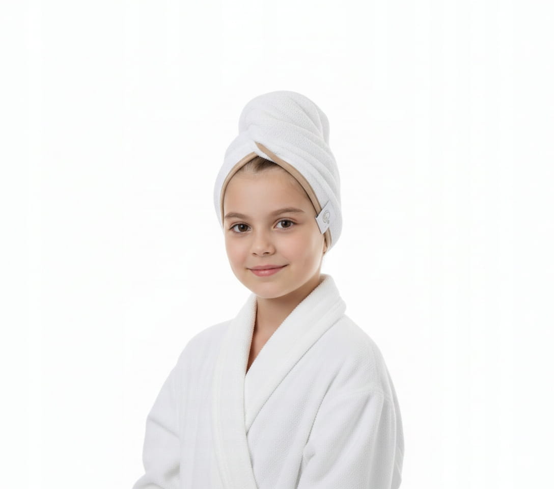 Gruby ręcznik do włosów turban na rzep termofrotte chłonny miękki Babymam - obrazek 9
