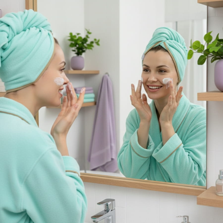 Gruby ręcznik do włosów turban na rzep termofrotte chłonny miękki Babymam - obrazek 3