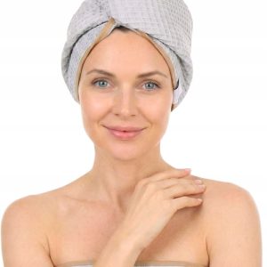 Gruby ręcznik do włosów turban na rzep wafelek chłonny miękki Babymam SPA sauna