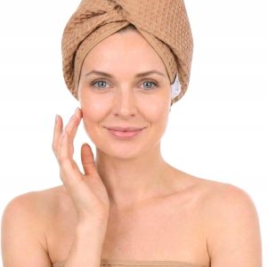 Gruby ręcznik do włosów turban na rzep wafelek chłonny miękki Babymam SPA sauna