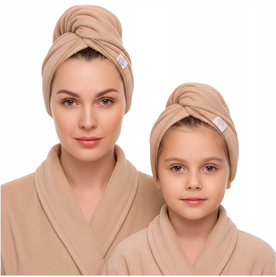 Gruby ręcznik do włosów turban na rzep termofrotte chłonny miękki Babymam