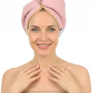 Gruby ręcznik do włosów turban na rzep wafelek chłonny miękki Babymam SPA sauna