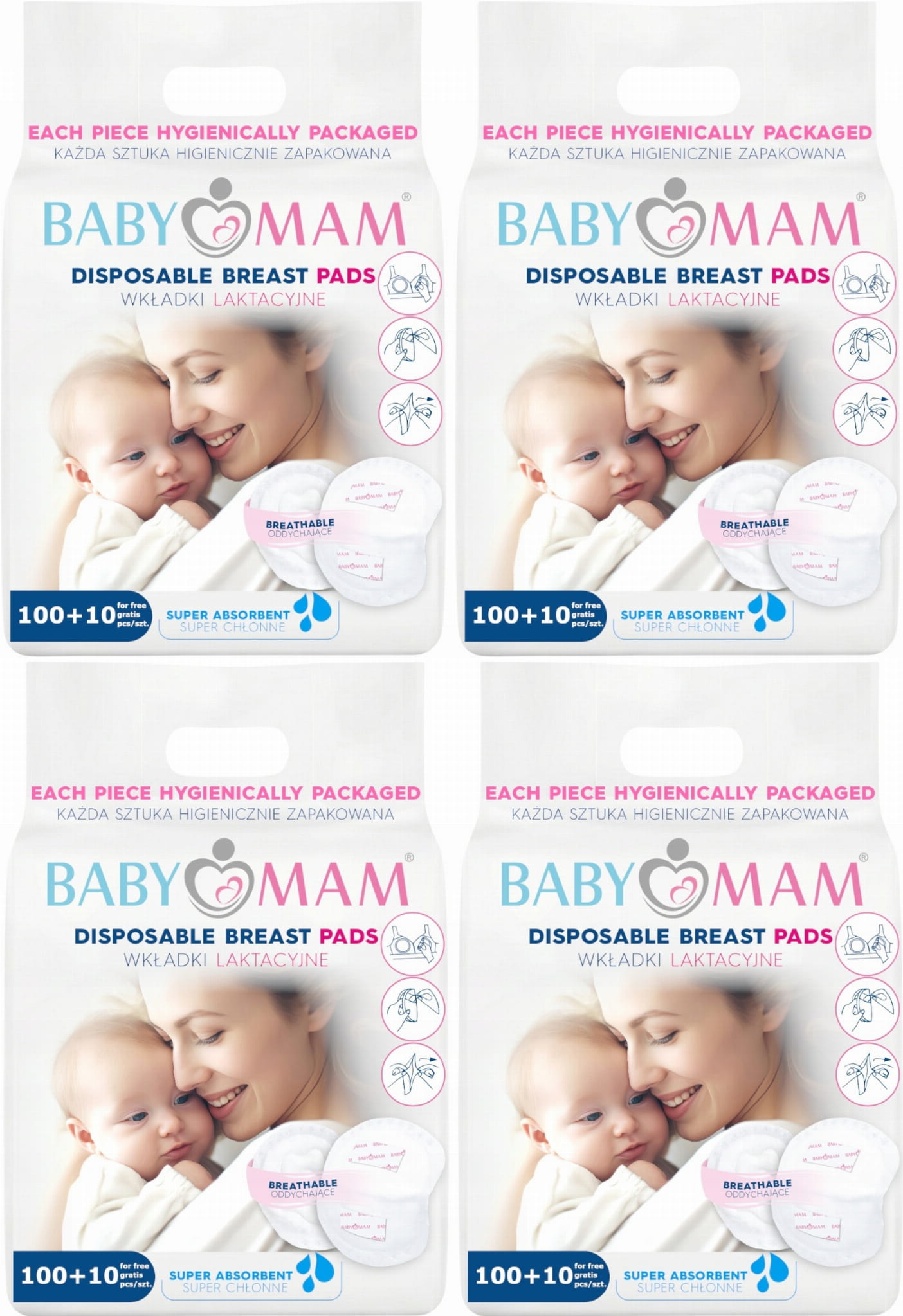 4x Wkładki laktacyjne superchłonne żelujące 440szt Babymam Big Pack
