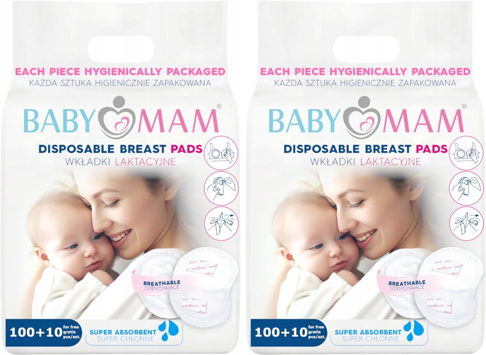 2x Wkładki laktacyjne superchłonne żelujące 220szt Babymam Big Pack