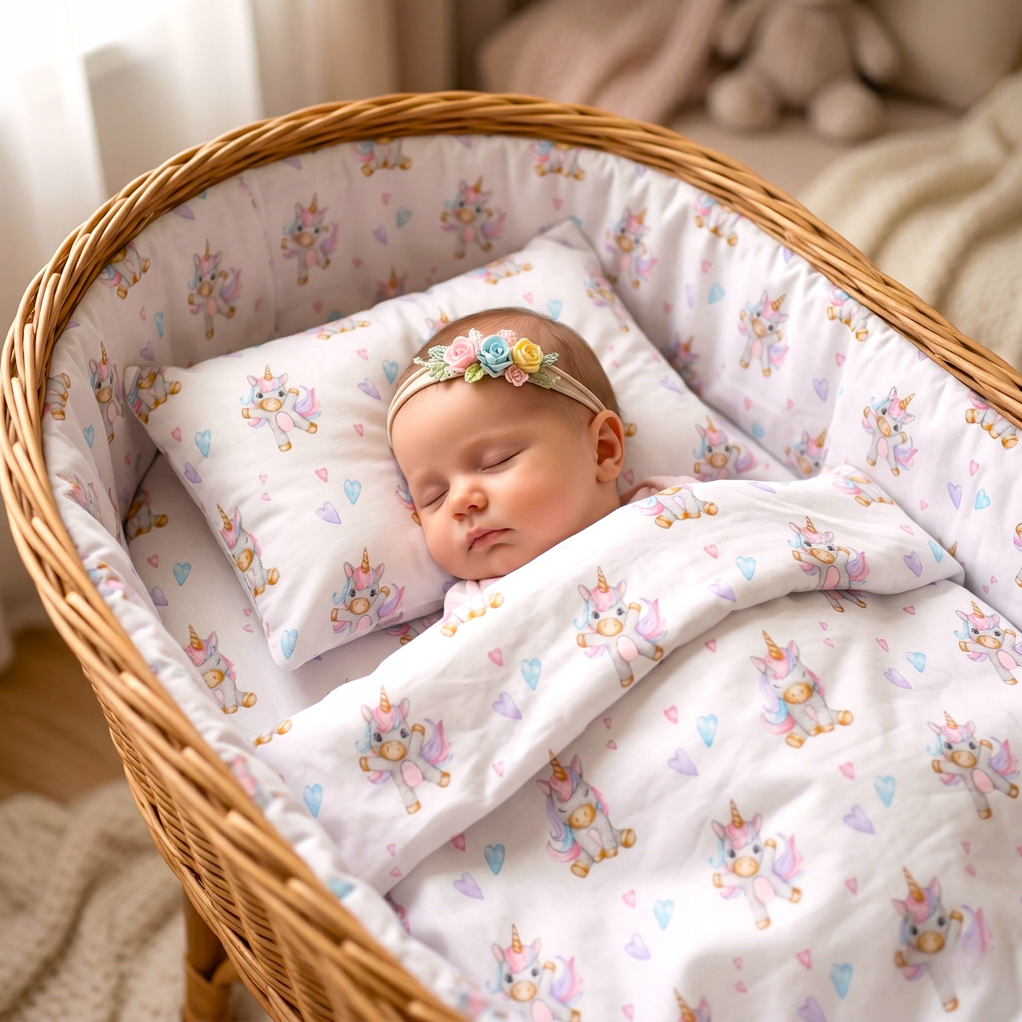 Prześcieradło materiałowe do kołyski 90x40 cm z gumką Babymam - obrazek 3