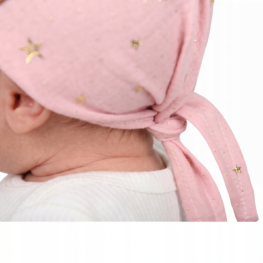 Chustka wiązana z daszkiem muślinowa chusteczka czapka na głowę Babymam - obrazek 7