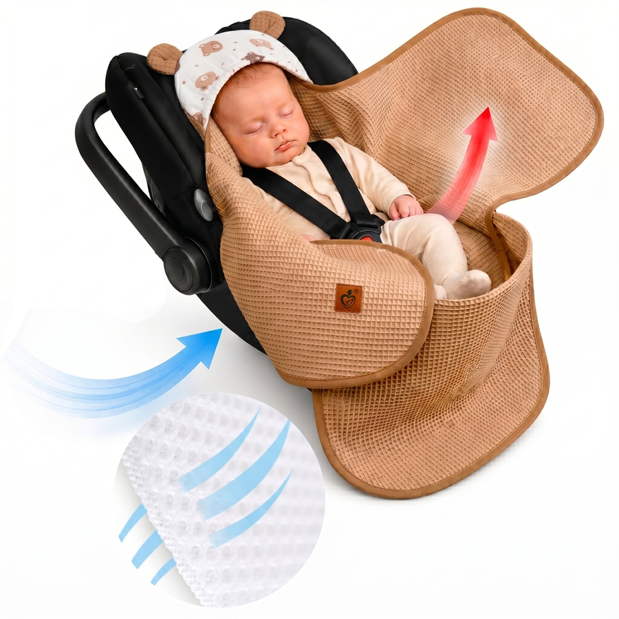 Otulacz do fotelika wózka nosidełka zapinany oddychający 3D AIR 3w1 Babymam - obrazek 3