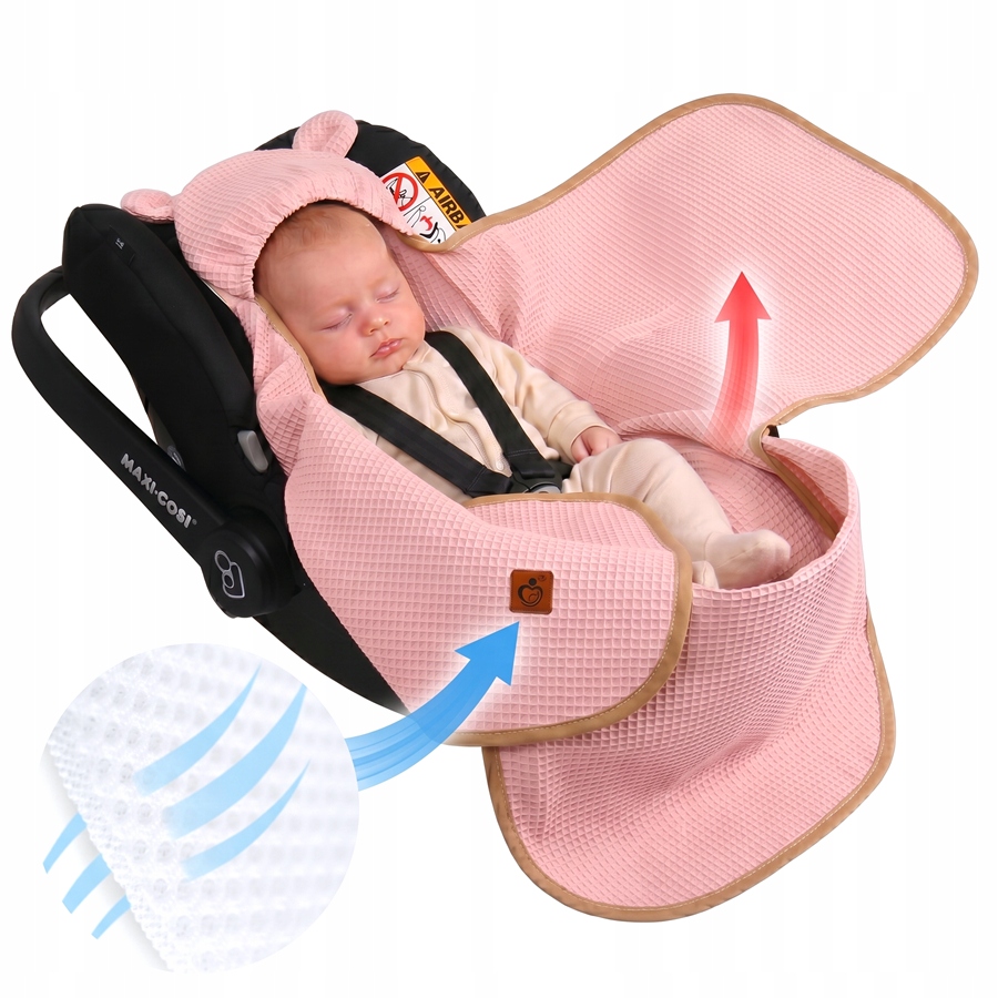 Otulacz do fotelika wózka nosidełka zapinany oddychający 3D AIR 3w1 Babymam - obrazek 3