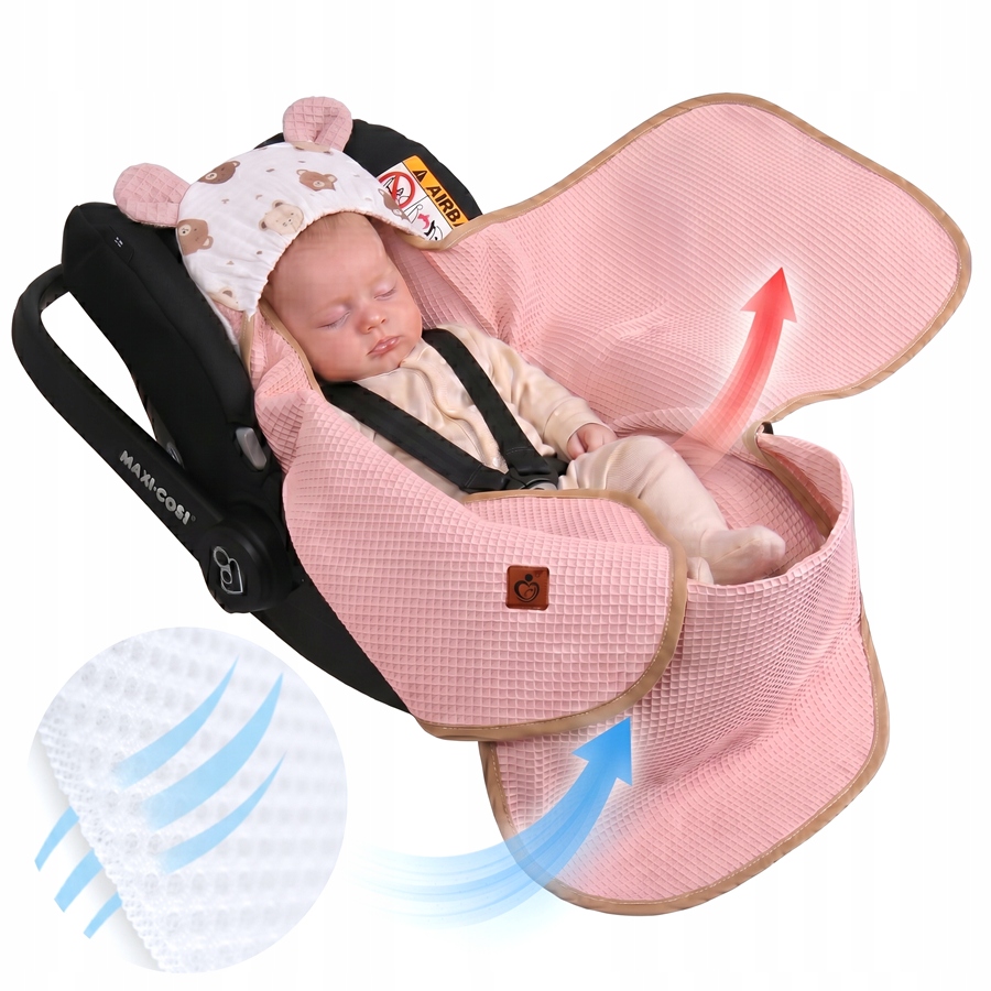 Otulacz do fotelika wózka nosidełka zapinany oddychający 3D AIR 3w1 Babymam - obrazek 3