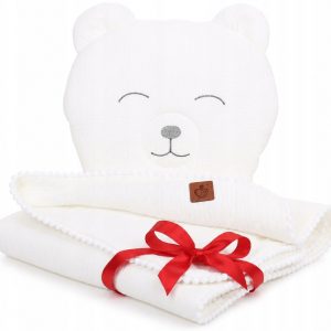 Kocyk muślinowy + poduszka otulacz miś Babymam