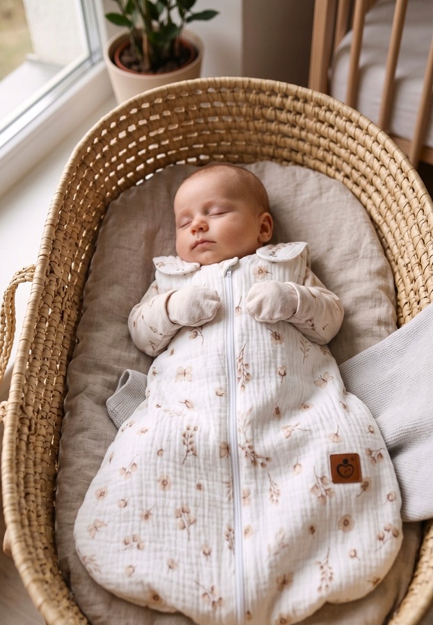 Babymam śpiworek do spania muślinowy regulowany niemowlęcy double light - obrazek 2