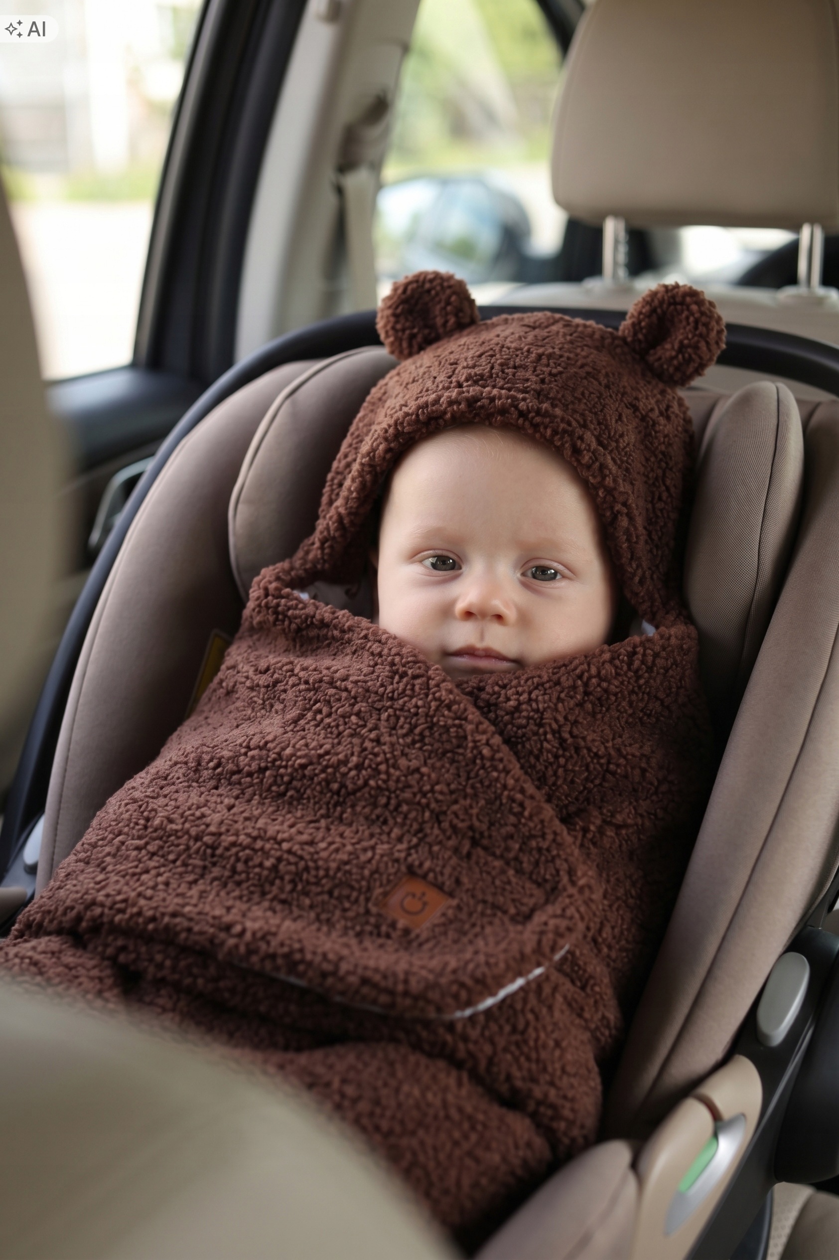 Babymam otulacz do fotelika wózka nosidełka zapinany ciepły bawełna plusz - obrazek 2