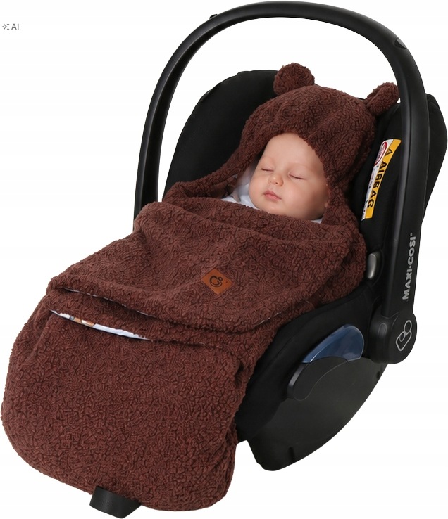 Babymam otulacz do fotelika wózka nosidełka zapinany ciepły bawełna plusz - obrazek 4