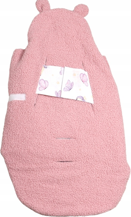 Babymam otulacz do fotelika wózka nosidełka zapinany ciepły bawełna plusz - obrazek 4