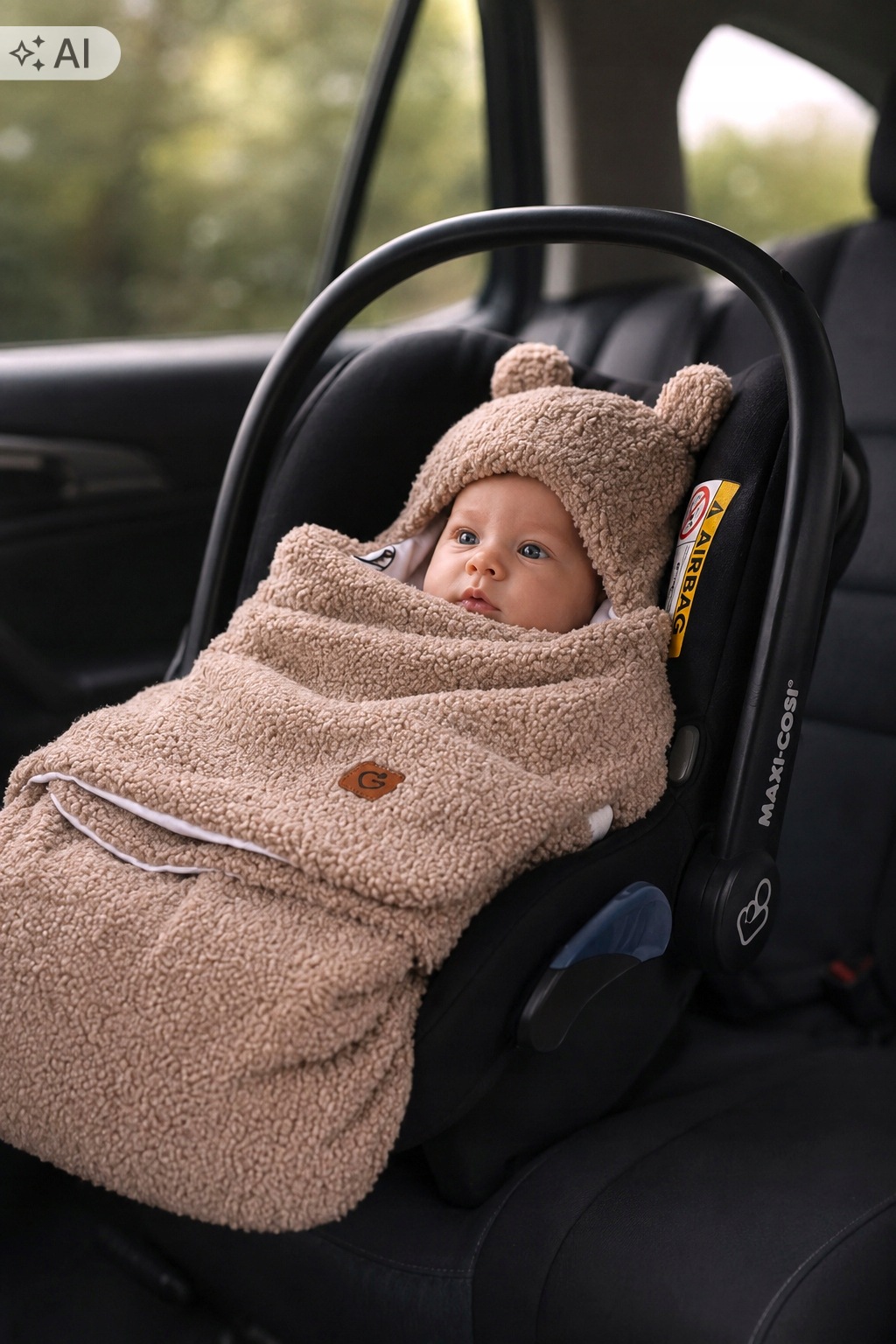 Babymam otulacz do fotelika wózka nosidełka zapinany ciepły bawełna plusz - obrazek 2