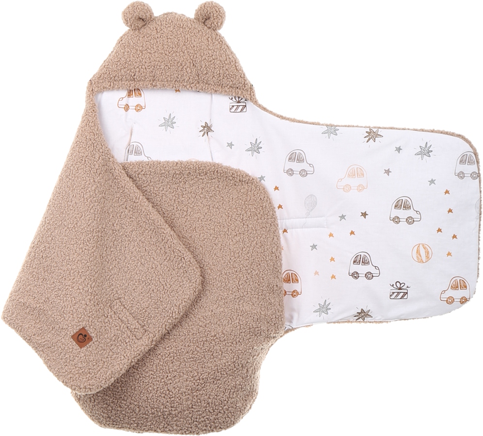 Babymam otulacz do fotelika wózka nosidełka zapinany ciepły bawełna plusz - obrazek 3
