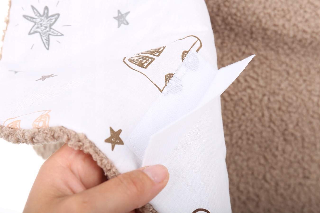 Babymam otulacz do fotelika wózka nosidełka zapinany ciepły bawełna plusz - obrazek 9