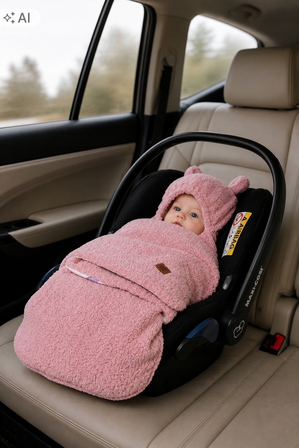 Babymam otulacz do fotelika wózka nosidełka zapinany ciepły bawełna plusz - obrazek 3